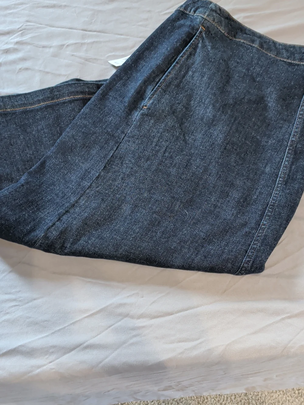 NWT Women's Size 3X Ophelia Roe Dark Wash Jean Skirt With Pockets/Elastic Waist